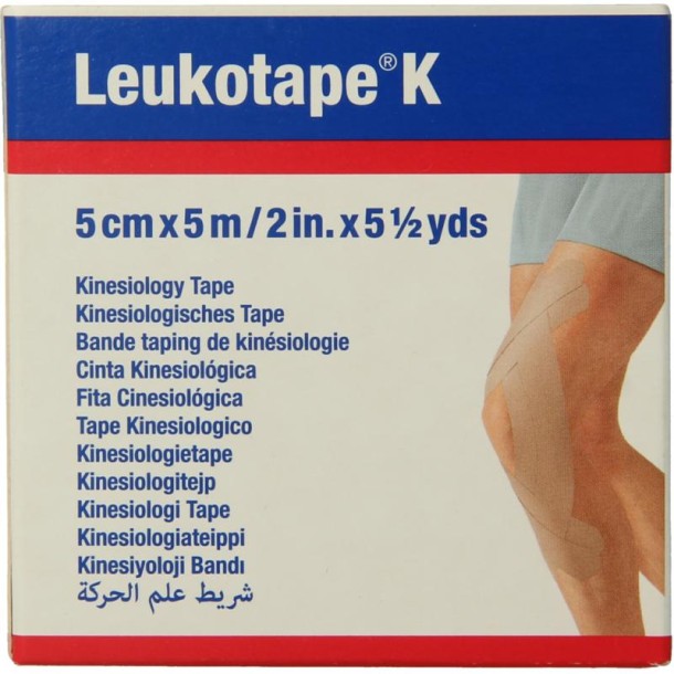 Leukotape K elastische tape 5m x 5cm huidkleur (1 Stuks)