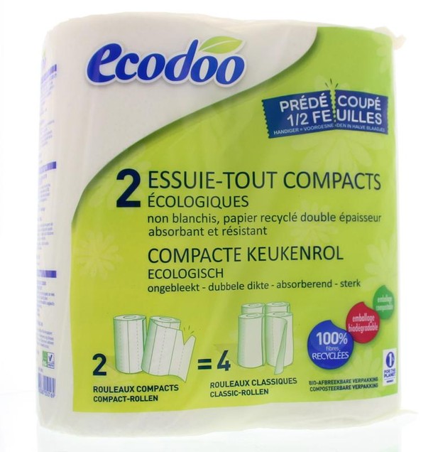 Ecodoo Keukenrol compact ecologisch bio (2 Stuks)