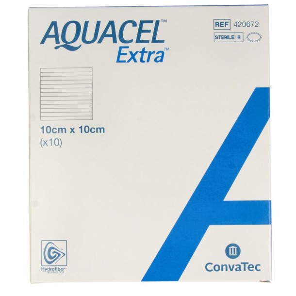 Aquacel Extra verband hydrofiber + versterking10 x 10cm (10 Stuks)