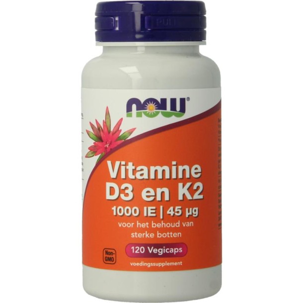 NOW Vitamine D3 1000IE & Vitamine K2 (120 Vegetarische capsules)