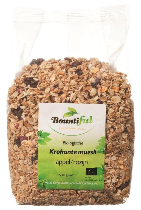 Bountiful Granola appel rozijn muesli bio (500 Gram)