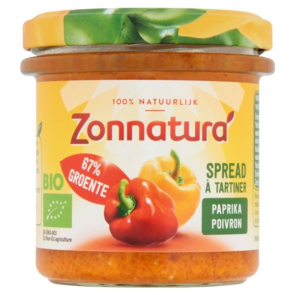 Zonnatura Groentespread paprika bio (135 Gram)