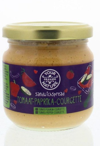 Your Organic Nat Sandwichspread tomaat paprika courgette bio (180 Gram)