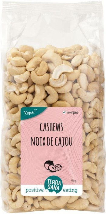 Terrasana Cashewnoten ongeroosterd zonder zout bio (750 Gram)