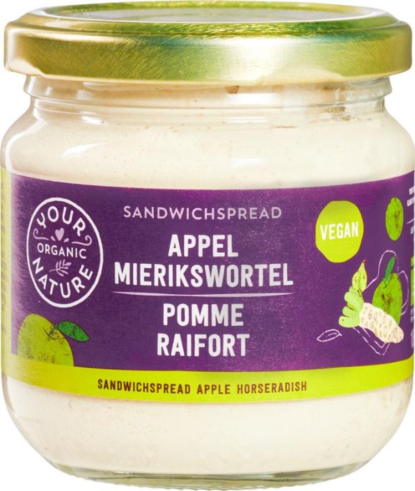 Your Organic Nat Sandwichspread appel mierikswortel bio (180 Gram)