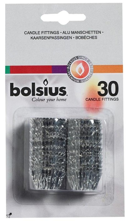 Bolsius Kaarsaanpassing zilver blisterverpakking (30 Stuks)