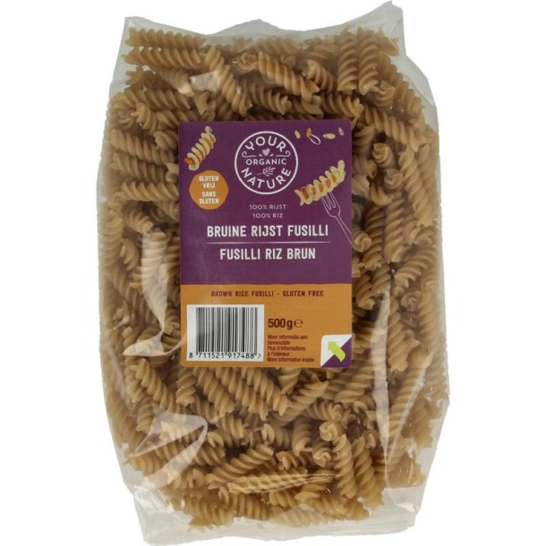 Your Organic Nat Bruine rijst pasta glutenvrij (500 Gram)