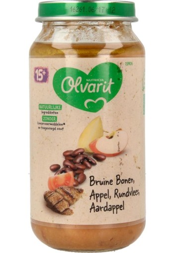 Olvarit Bruine bonen, appel, rundvlees en aardappel 15M06 (250 Gram)