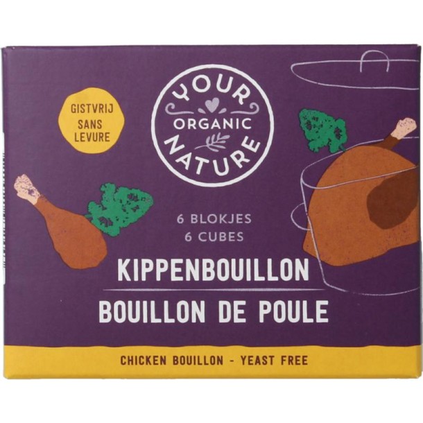 Your Organic Nat Kippenbouillonblokjes helder zonder gist bio (6 Stuks)