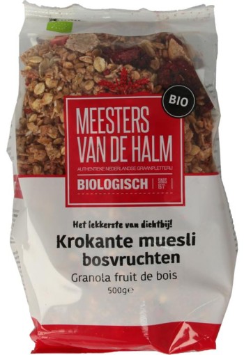 De Halm Muesli krokante muesli bosvruchten bio (500 Gram)