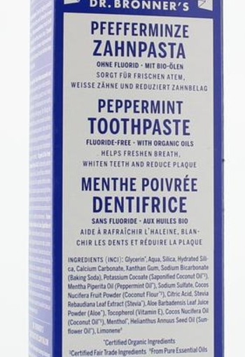 Dr Bronners Tandpasta zonder fluor mint (105 Milliliter)