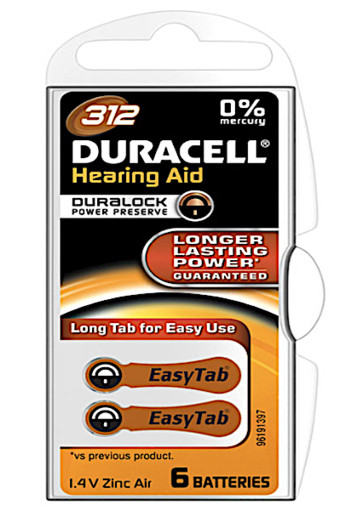 Dura­cell Hea­ring aid 312 du­ra­lock 6 stuks