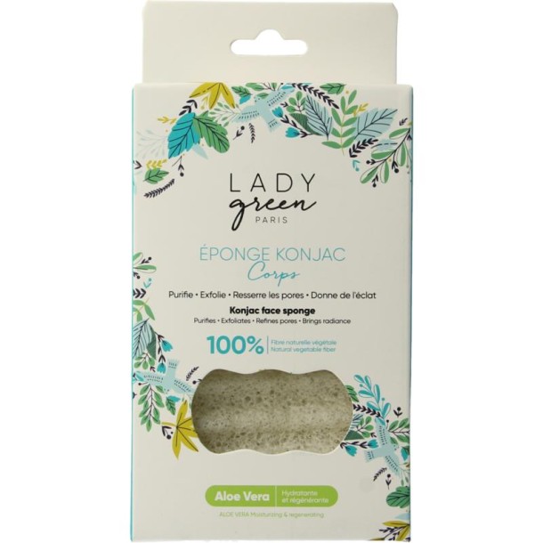 Lady Green Konjac gelaatspons aloe vera (1 Stuks)