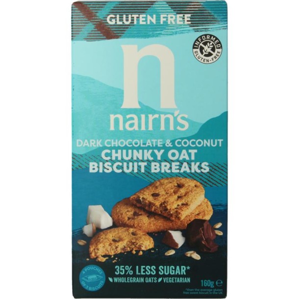 Nairns Biscuit breaks pure chocolade & kokos (160 Gram)