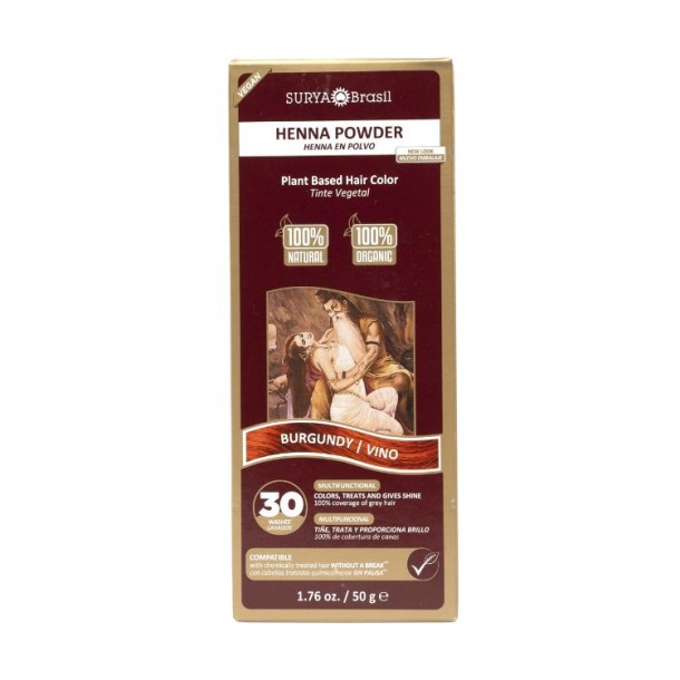 Surya Brasil Henna haarverf poeder burgundy (50 Gram)