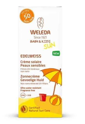 Weleda Edelweiss zonnecreme gevoelige huid SPF50 (50 Milliliter)