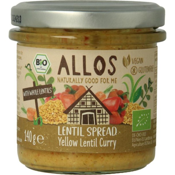 Allos Linzenspread gele curry bio (140 Gram)