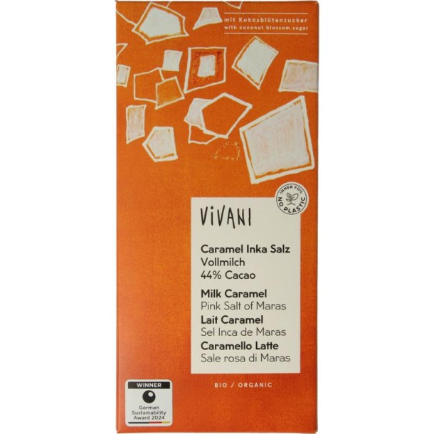 Vivani Chocolade melk caramel pink salt of Maras bio (80 Gram)