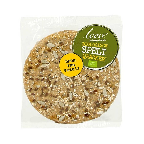 Leev Spelt qrackers volkoren & lijnzaad bio (44 Gram)