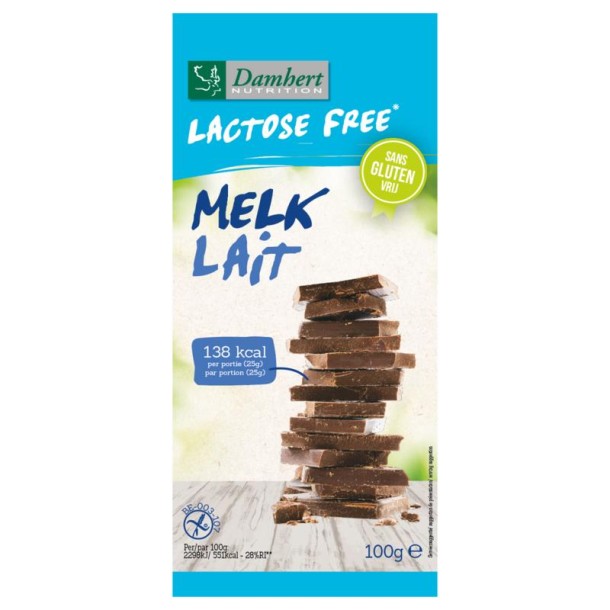 Damhert Chocoladetablet melk glutenvrij en lactosevrij (100 Gram)