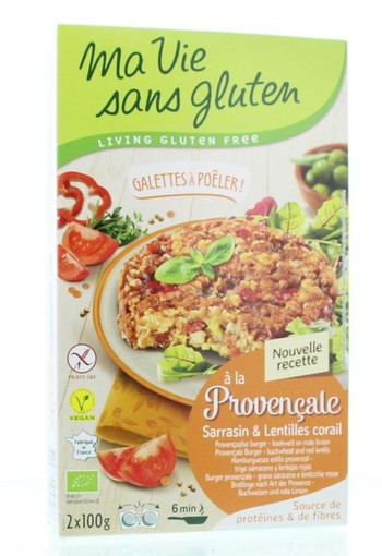 Ma Vie Sans Provencaalse burgers 2 x 100g glutenvrij vegan bio (2 Stuks)