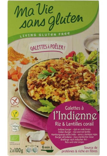 Ma Vie Sans Indiase rijstburgers 2 x 100g vegan glutenvrij bio (2 Stuks)