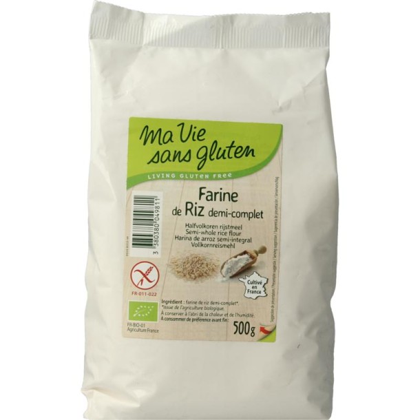 Ma Vie Sans Rijstmeel halfvolkoren glutenvrij bio (500 Gram)