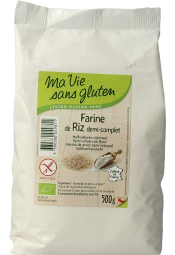 Ma Vie Sans Rijstmeel halfvolkoren glutenvrij bio (500 Gram)