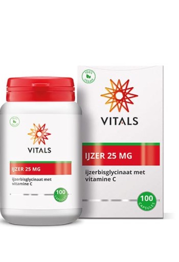 Vitals IJzer 25 mg met Vitamine C (100 Capsules)