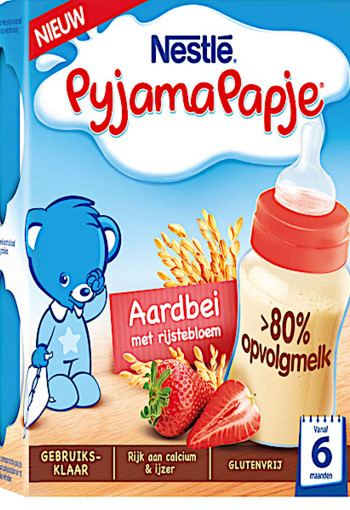 Nest­lé Py­ja­ma­pap­je aard­bei met rijs­te­bloem  2 x 250 ml