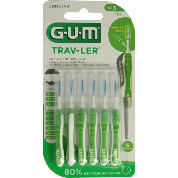 GUM Trav-ler rager 1.1 mm (groen) (6 Stuks)