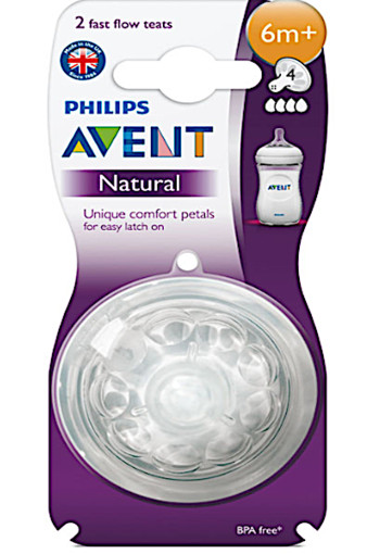 Avent Speen Natural Fast 4 Gaats 6m+ 2st