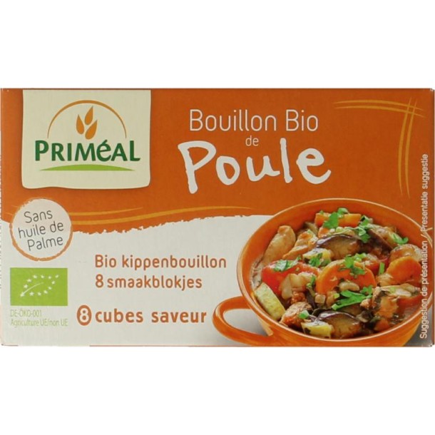 Primeal Kippenbouillon blokjes 10 gram bio (8 Stuks)