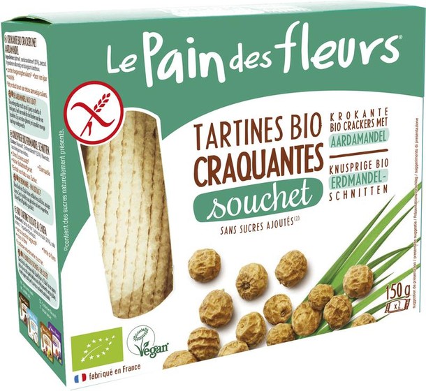 Pain Des Fleurs Krokante bio crackers met aardamandel bio (150 Gram)