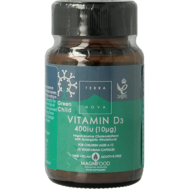 Terranova Green child vitamin D3 400 IU (50 Vegetarische capsules)