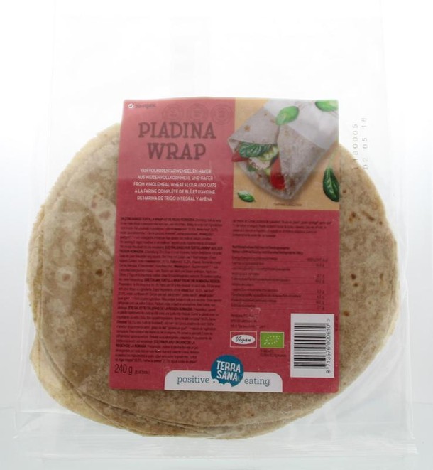 Terrasana Piadina wraps tarwe en haver bio (240 Gram)