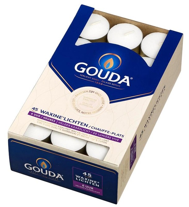 Gouda Waxinelicht 6 uur wit (45 Stuks)