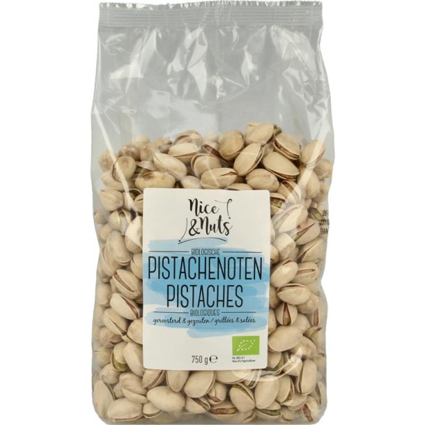 Nice & Nuts Pistache geroosterd en gezouten bio (750 Gram)