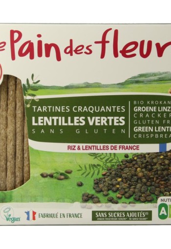 Pain Des Fleurs Crackers groene linzen bio (150 Gram)