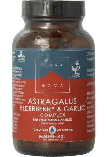 Terranova Astragalus elderberry & garlic complex (100 Vegetarische capsules)