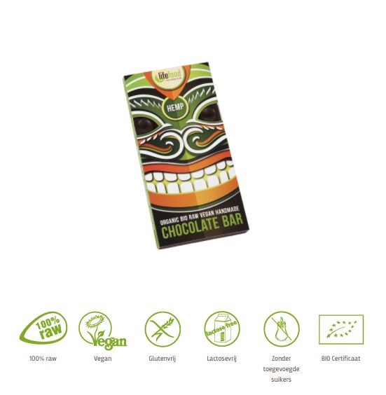 Lifefood Chocolade hennep raw bio (70 Gram)