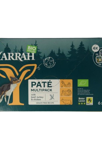 Yarrah Hondenvoer multipack pate kip rund kalkoen bio (150 Gram)