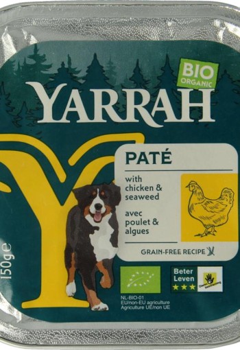 Yarrah Hondenvoer pate met kip bio (150 Gram)