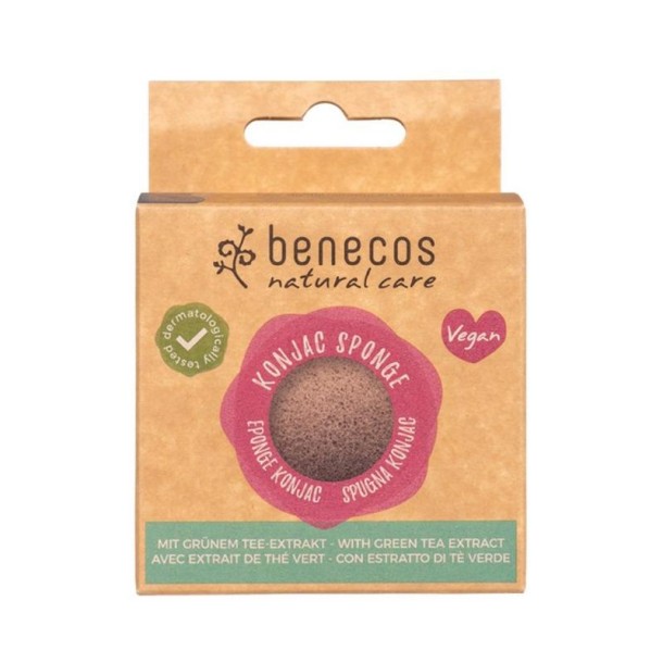 Benecos Konjac spons green tea (1 Stuks)