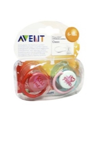 Avent Fopspeen Fashion Tekst 6-18 Maanden 2st