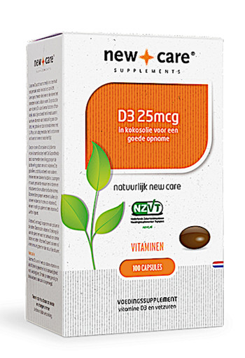 New Care D3 25mcg in kokosolie voor een goede opname Inhoud  100 capsules