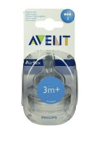 Avent Speen Silicone Normaal 3 Gaatjes 3m+ 2st