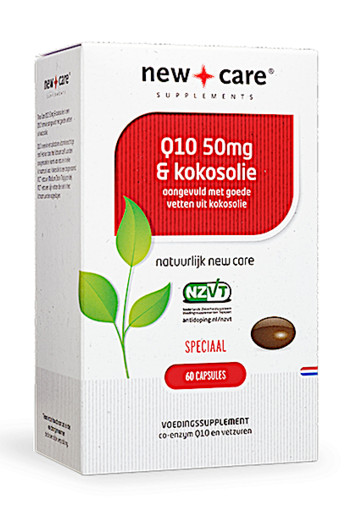 New Care Q10 50mg & kokosolie aangevuld met goede vetten uit kokosolie Inhoud  60 capsules