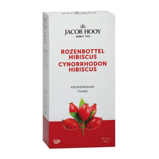 Jacob Hooy Rozenbottel hibiscus thee zakjes (20 Zakjes)