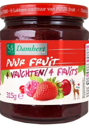 Damhert Puur fruit confituur vier vruchten (315 Gram)